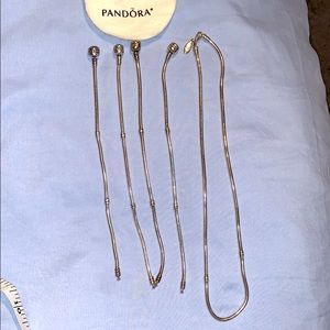 Pandora bracelets, necklace & charms in silver